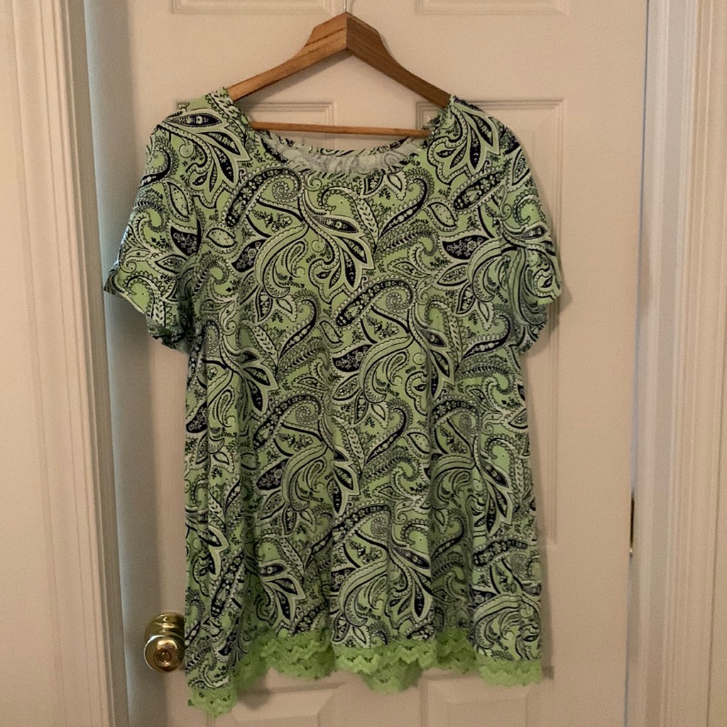 Lime Green Top With Lime Green Lace Around Bottom